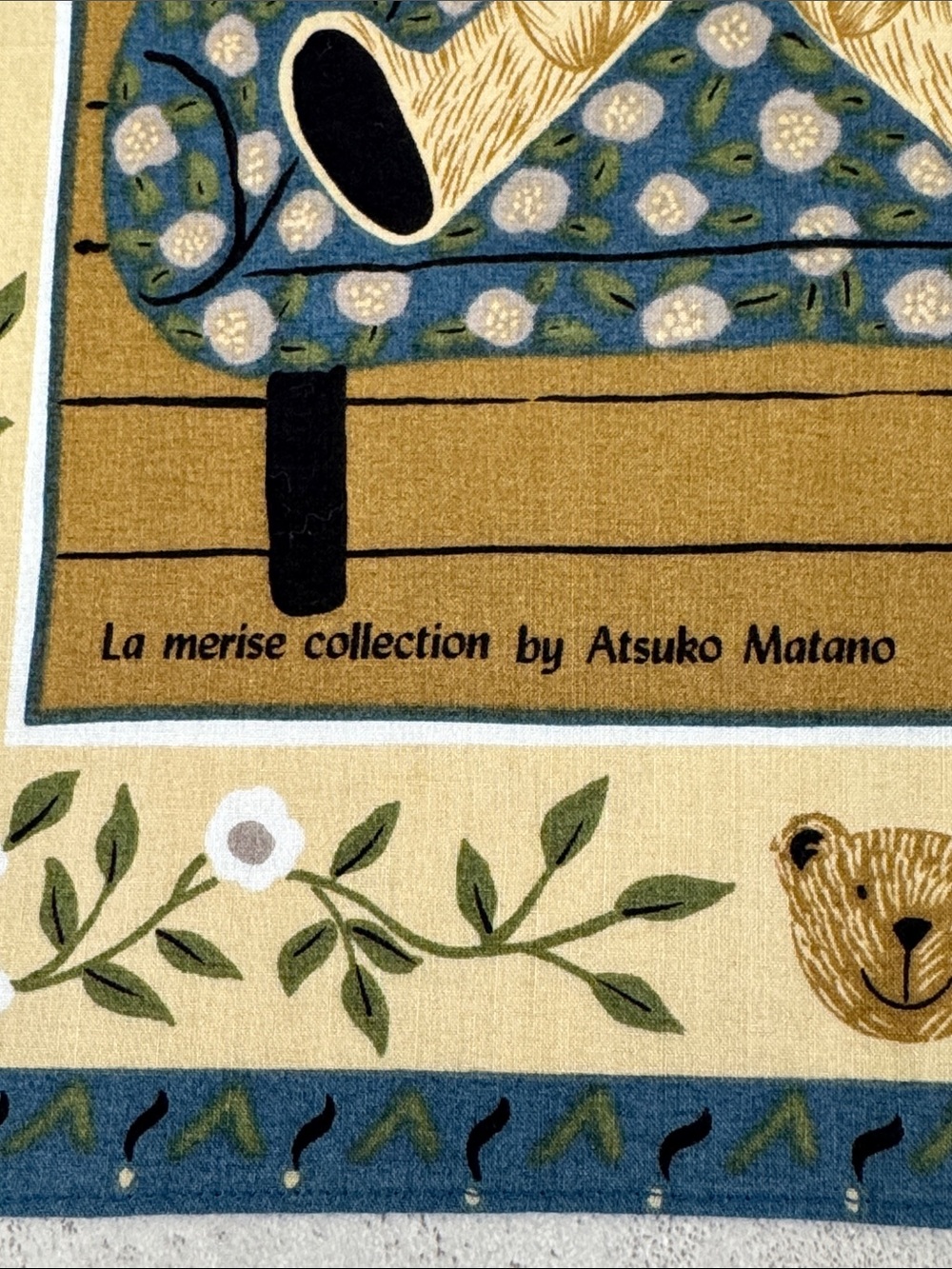 La Mairie Collection Teddy Bear Print Pocket Square - Blue & Cream - Picture 2 of 5